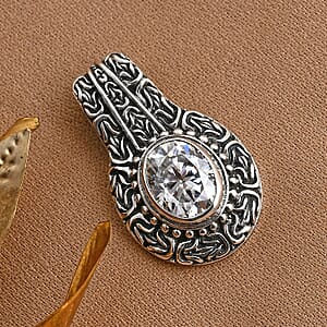 D'Joy Bali Legacy Moissanite Borobudur Texture Pendant without Chain in Sterling Silver 2.85 ctw