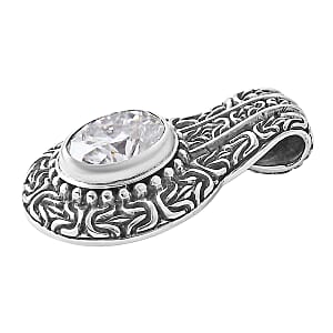 D'Joy Bali Legacy Moissanite Borobudur Texture Pendant without Chain in Sterling Silver 2.85 ctw