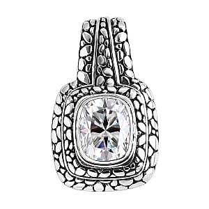 D'Joy Bali Legacy Moissanite Pebble Texture Pendant without Chain in Sterling Silver 2.90 ctw