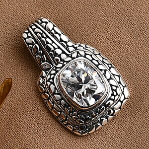 D'Joy Bali Legacy Moissanite Pebble Texture Pendant without Chain in Sterling Silver 2.90 ctw