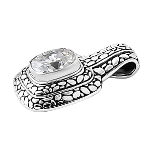 D'Joy Bali Legacy Moissanite Pebble Texture Pendant without Chain in Sterling Silver 2.90 ctw