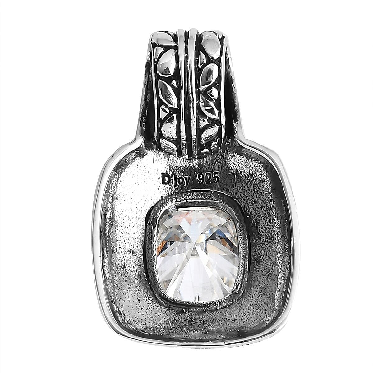 D'Joy Bali Legacy Moissanite Pebble Texture Pendant without Chain in Sterling Silver 2.90 ctw image number 3