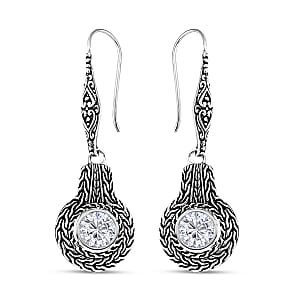D'Joy Bali Legacy Moissanite Tulang Naga Earrings in Sterling Silver 1.80 ctw