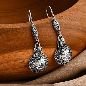 D'Joy Bali Legacy Moissanite Tulang Naga Earrings in Sterling Silver 1.80 ctw