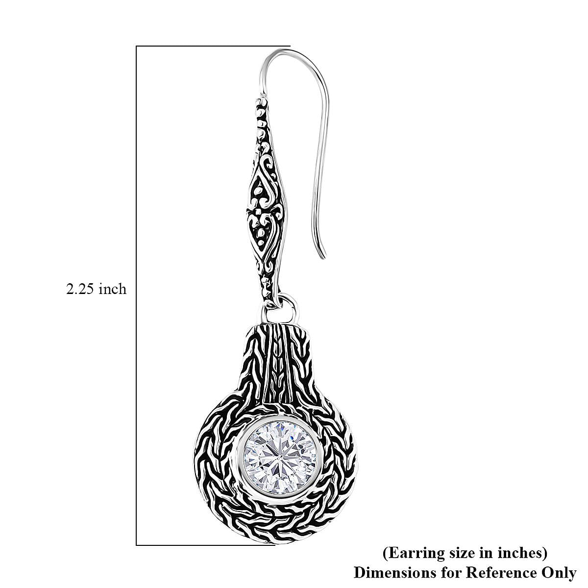 D'Joy Bali Legacy Moissanite Tulang Naga Earrings in Sterling Silver 1.80 ctw