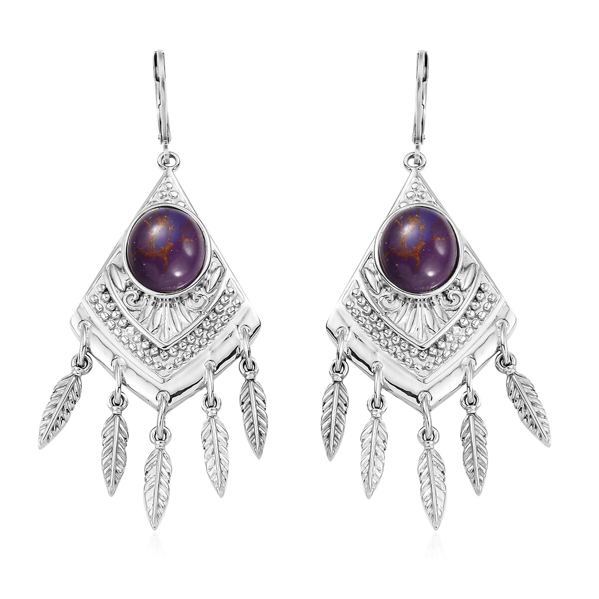 EverTrue Mojave Purple Turquoise 8.15 ctw Earrings in Stainless Steel image number 0