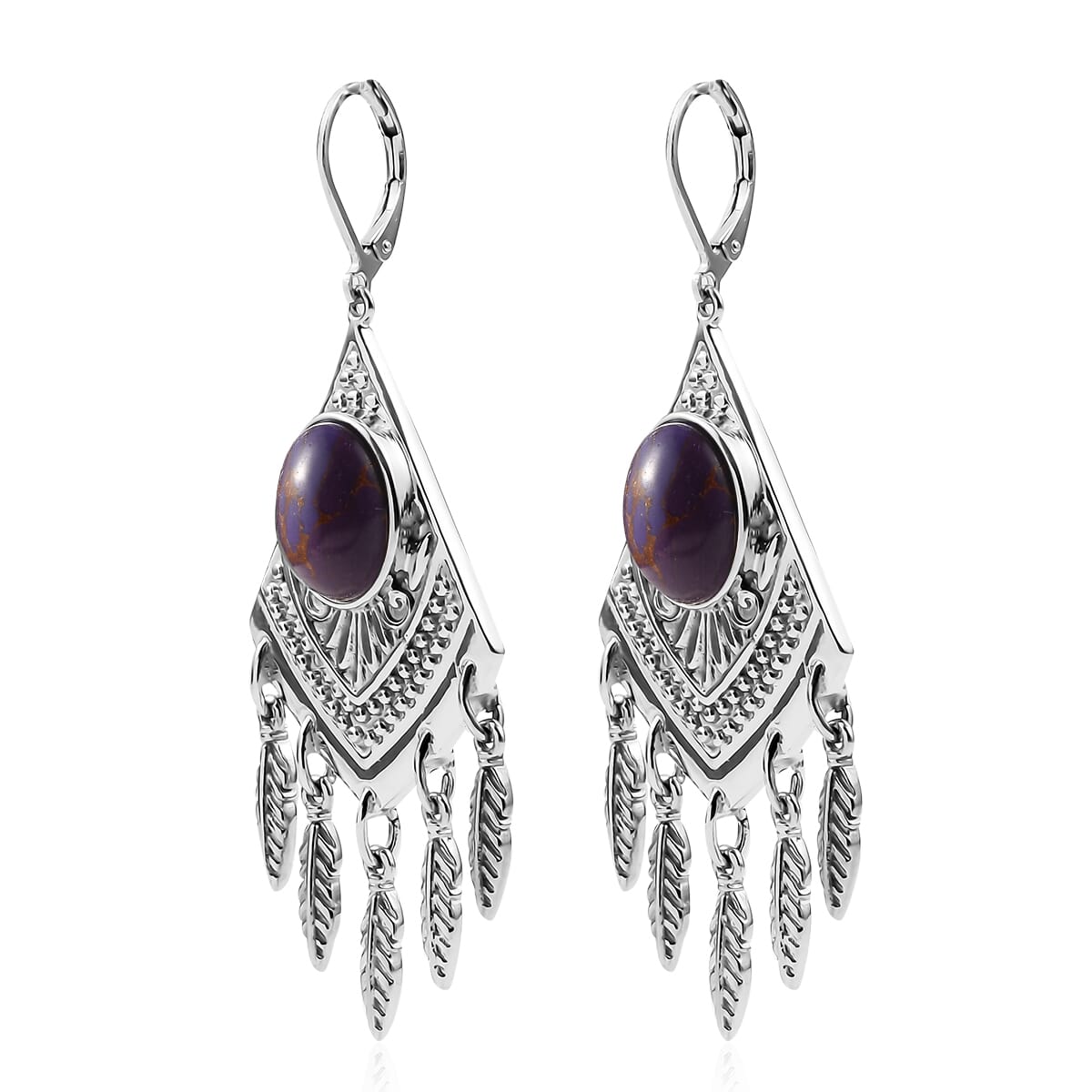 EverTrue Mojave Purple Turquoise 8.15 ctw Earrings in Stainless Steel image number 3