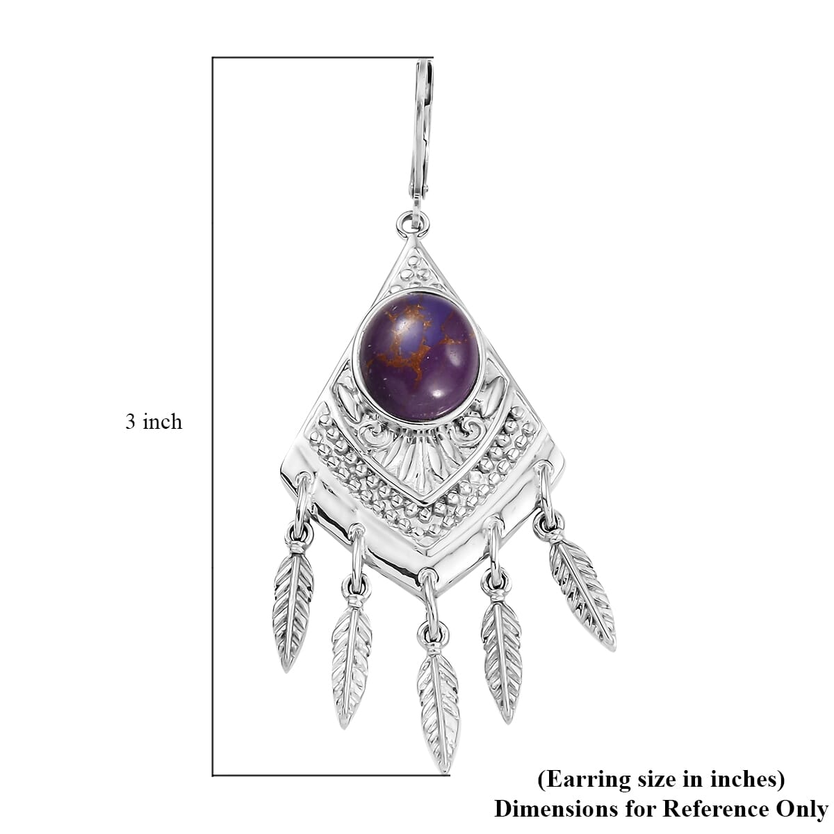 EverTrue Mojave Purple Turquoise 8.15 ctw Earrings in Stainless Steel image number 5