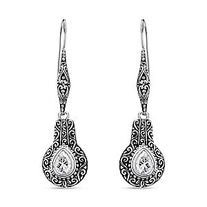 D'Joy Bali Legacy Moissanite Earrings in Sterling Silver 2.25 ctw (Filigree Texture)