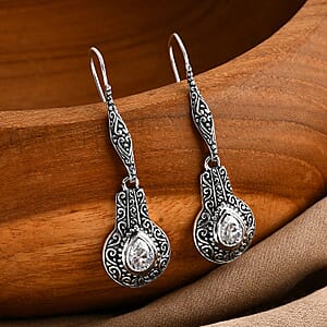 D'Joy Bali Legacy Moissanite Earrings in Sterling Silver 2.25 ctw (Filigree Texture)