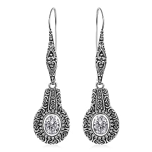 D'Joy Bali Legacy Moissanite Earrings in Sterling Silver 2.65 ctw (Borobudur Texture)
