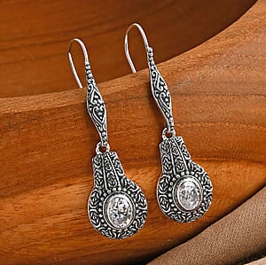 D'Joy Bali Legacy Moissanite Earrings in Sterling Silver 2.65 ctw (Borobudur Texture)