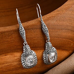D'Joy Bali Legacy Moissanite Earrings in Sterling Silver 2.75 ctw (Pebble Texture)