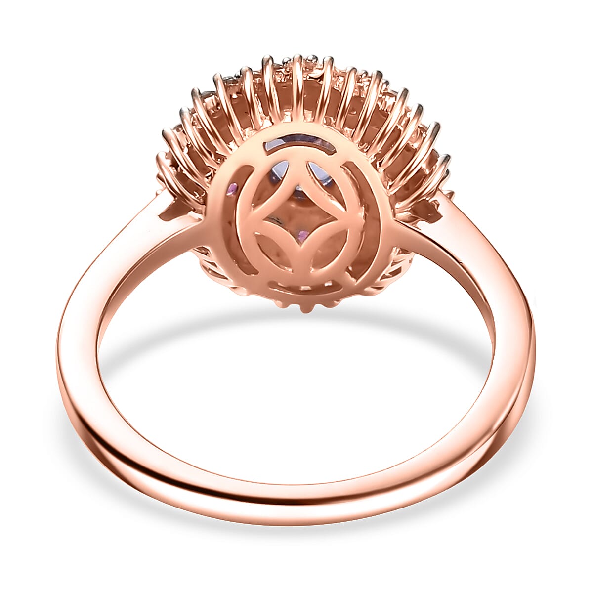 D'Joy Tanzanite and Multi Sapphire 1.35 ctw Pink Blue Lily Flower Ring in 18K Vermeil Rose Gold Over Sterling Silver (Size 5.0) image number 4