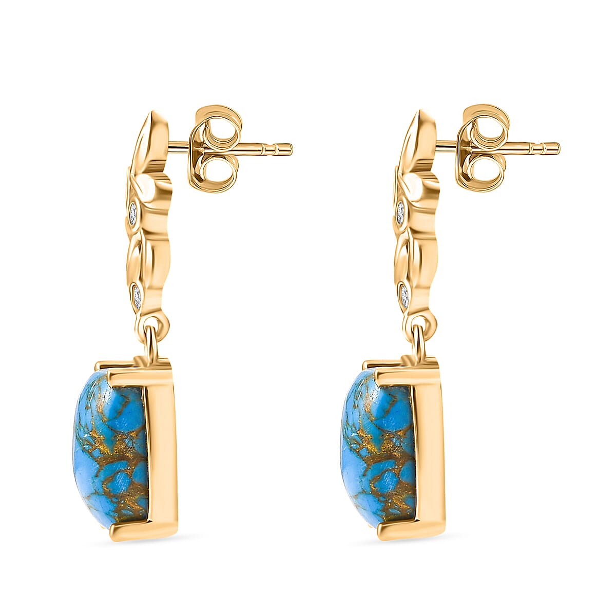 EverTrue Mozave Blue Turquoise and Multi Gemstone 5.40 ctw Earrings in 18K YG Plated image number 3