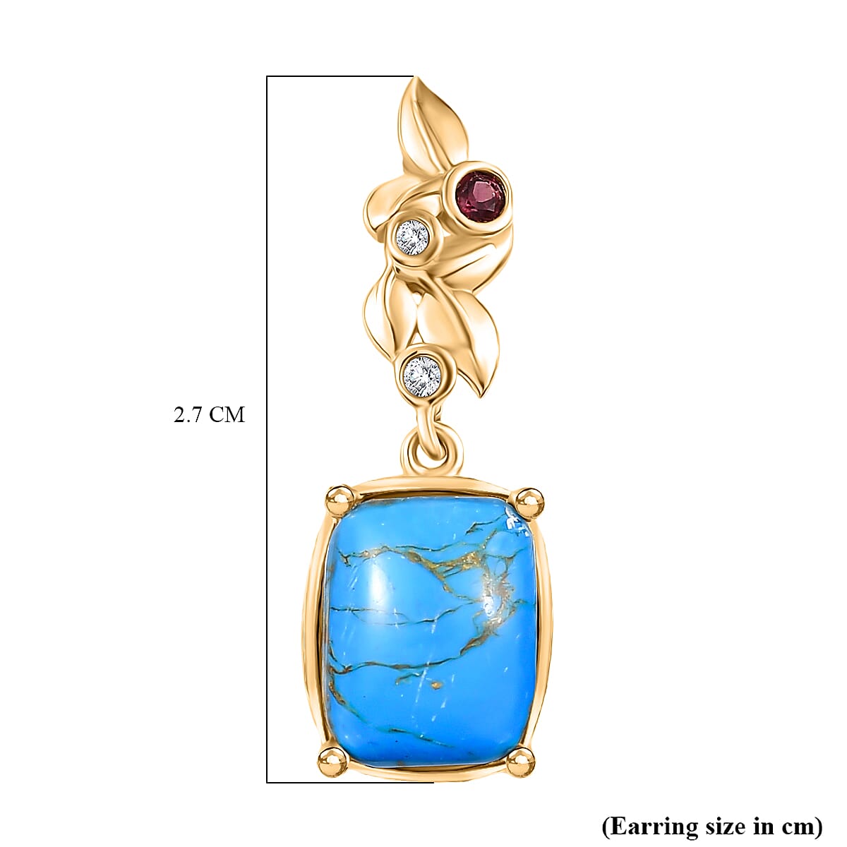 EverTrue Mozave Blue Turquoise and Multi Gemstone 5.40 ctw Earrings in 18K YG Plated image number 5