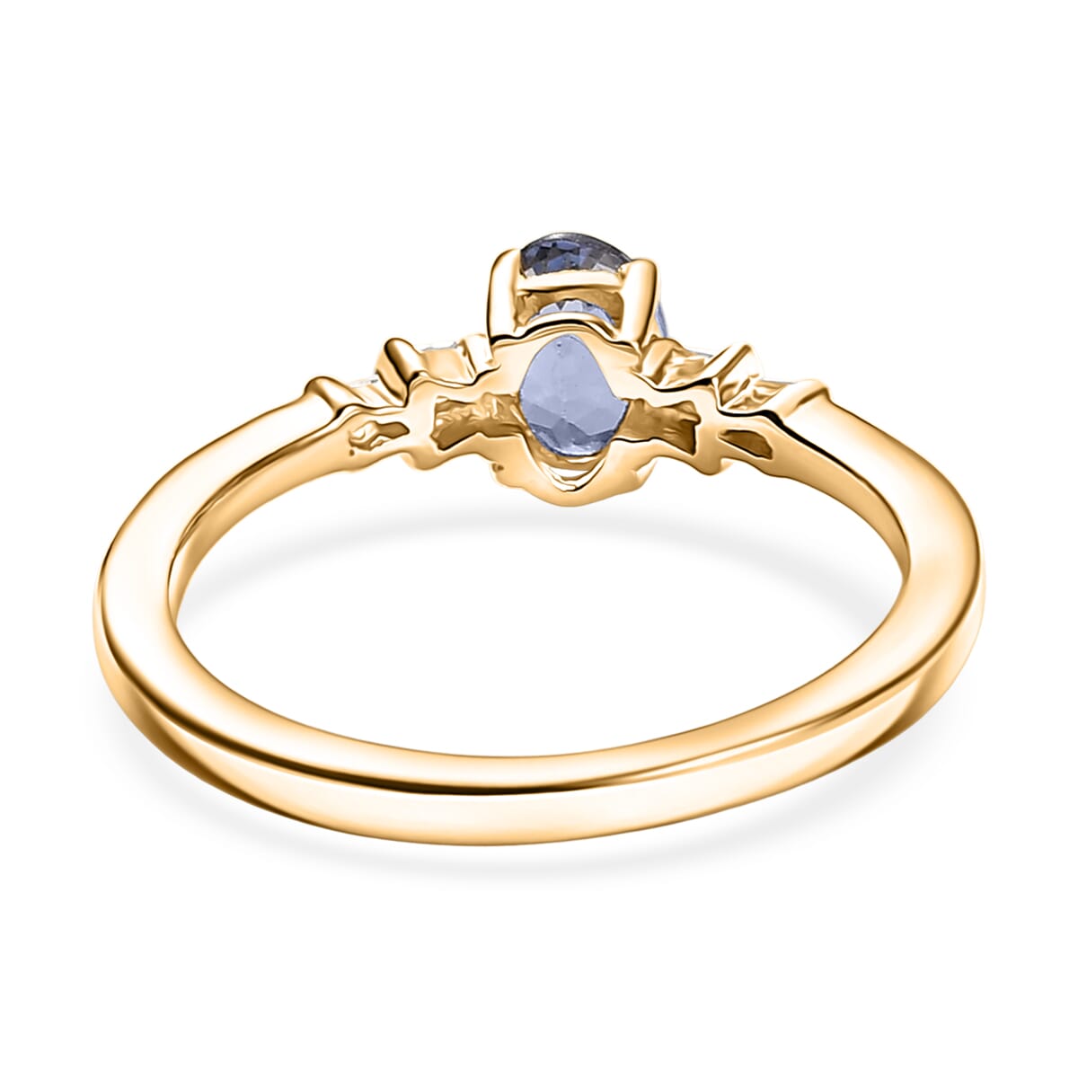 D'Joy Peacock Tanzanite and Diamond 0.85 ctw Ballerina Ring in 18K Vermeil Yellow Gold Over Sterling Silver (Size 10.0) image number 4