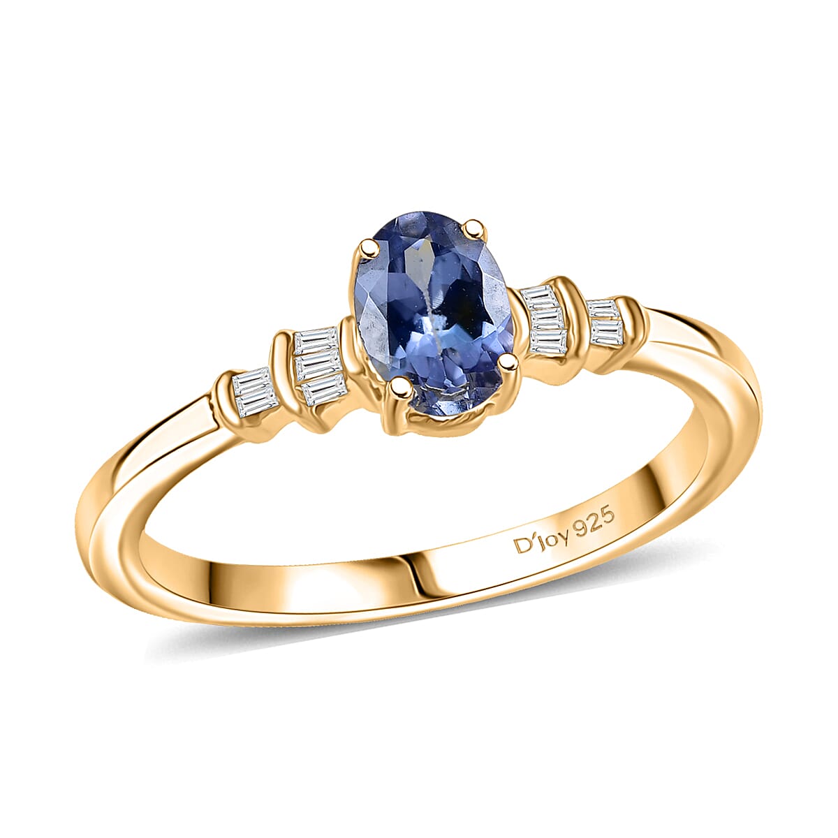 D'Joy Peacock Tanzanite and Diamond 0.85 ctw Ballerina Ring in 18K Vermeil Yellow Gold Over Sterling Silver (Size 7.0) image number 0
