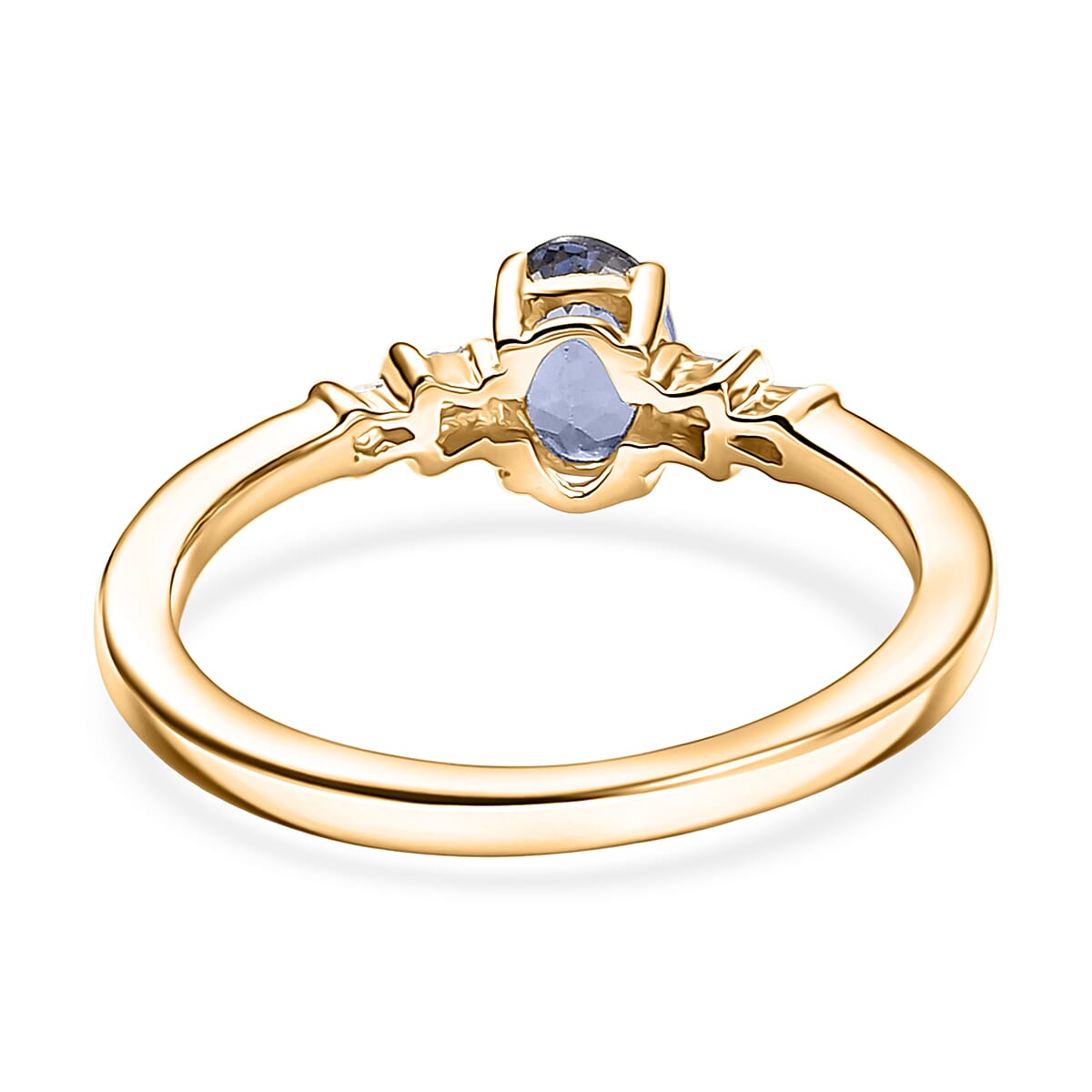 D'Joy Peacock Tanzanite and Diamond 0.85 ctw Ballerina Ring in 18K Vermeil Yellow Gold Over Sterling Silver (Size 7.0) image number 4