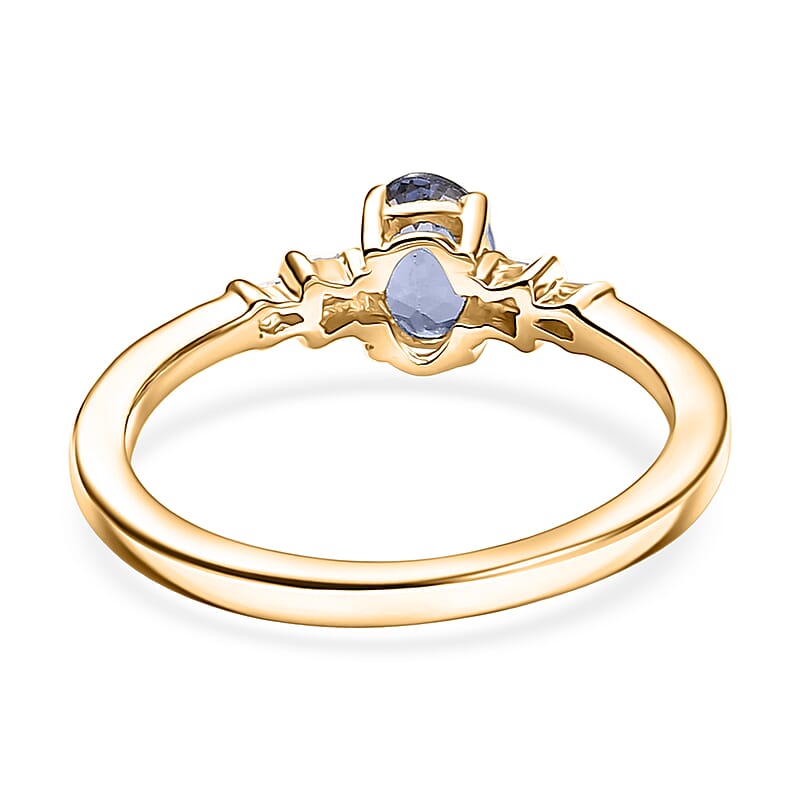 D'Joy Peacock Tanzanite and Diamond 0.85 ctw Ballerina Ring in 18K Vermeil Yellow Gold Over Sterling Silver (Size 7.0)