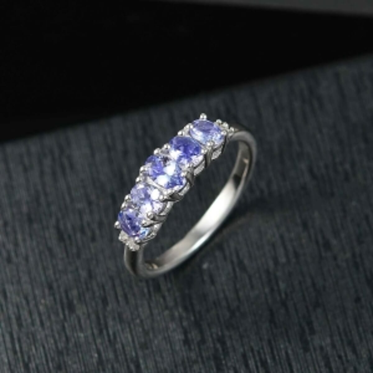 Tanzanite and Diamond 0.91 ctw Ring in Platinum Over Sterling Silver (Size 10) image number 1