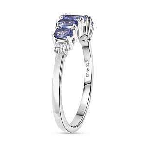 Tanzanite and Diamond 0.91 ctw Ring in Platinum Over Sterling Silver (Size 10)