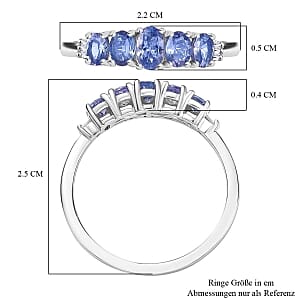 Tanzanite and Diamond 0.91 ctw Ring in Platinum Over Sterling Silver (Size 10)