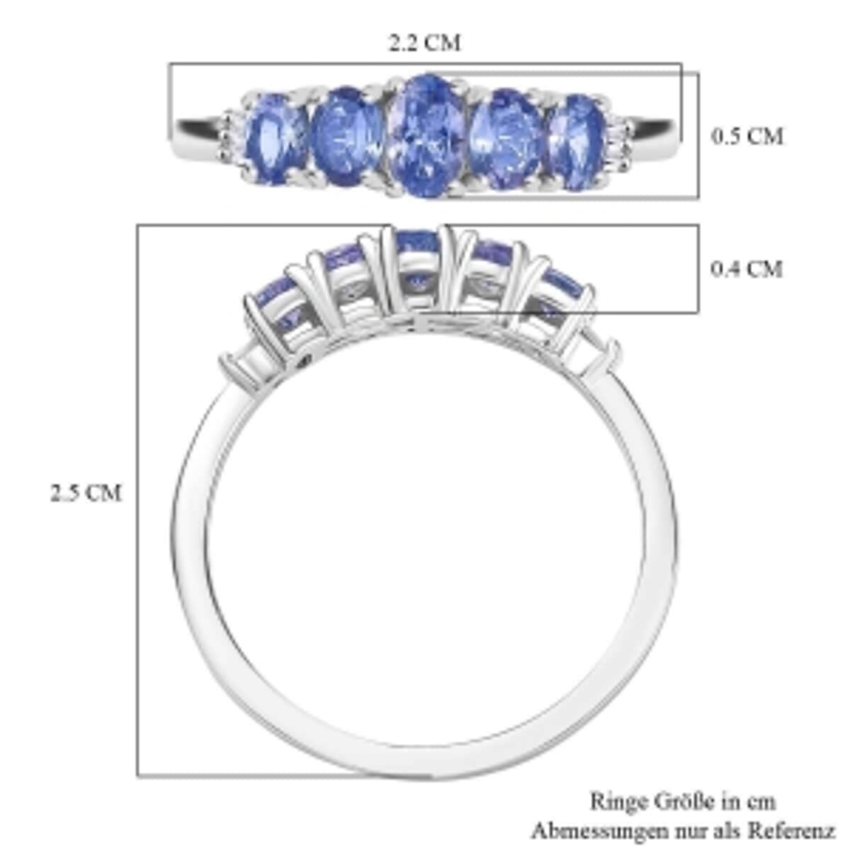 Tanzanite and Diamond 0.91 ctw Ring in Platinum Over Sterling Silver (Size 10) image number 6