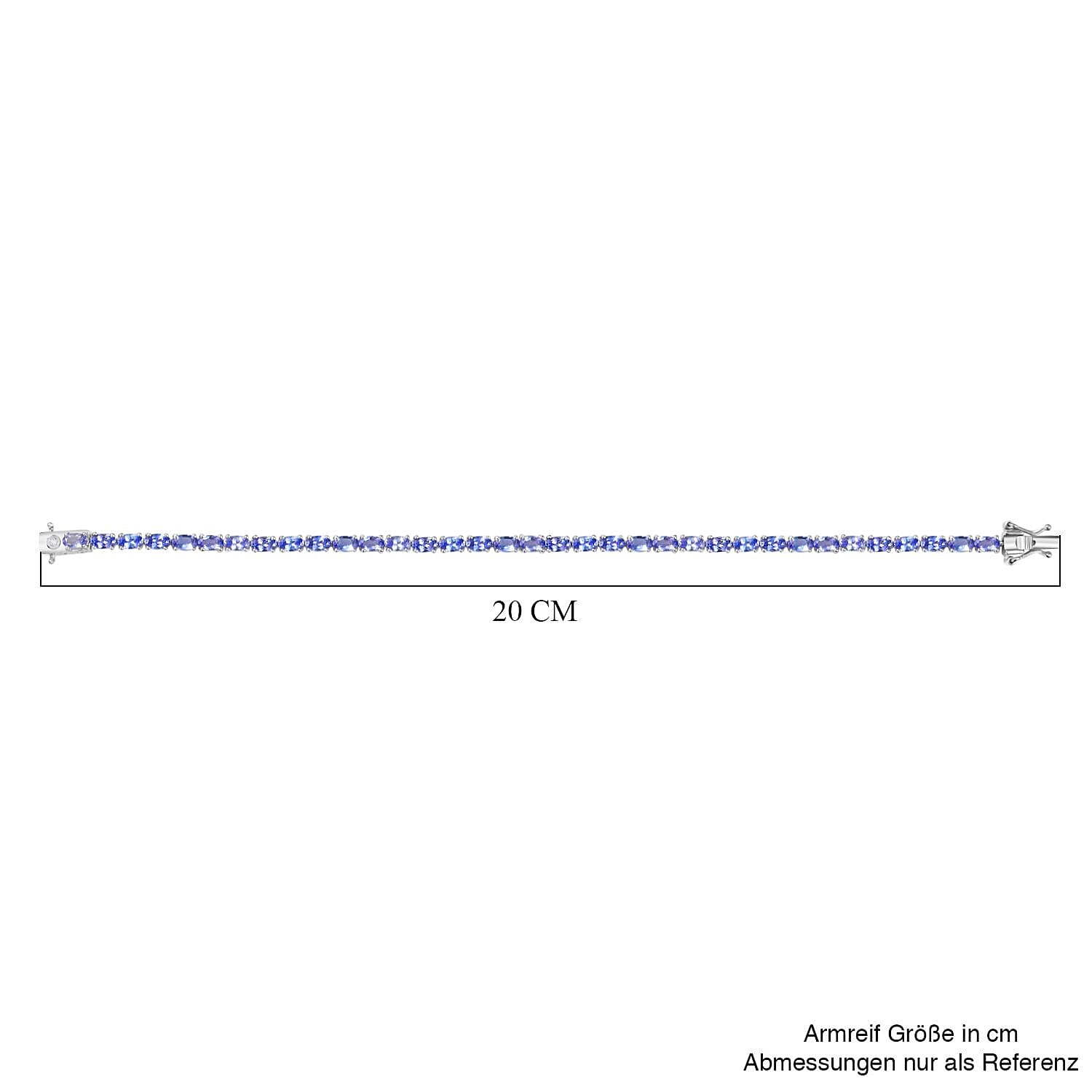D'Joy Tanzanite and White Diamond 8.08 ctw Bracelet in Rhodium Over Sterling Silver (7.50 In)
