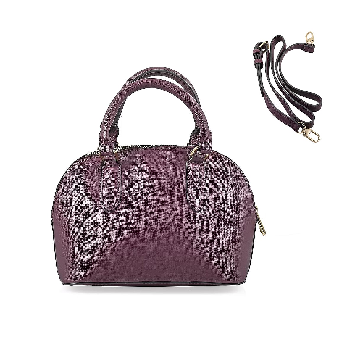 Trina Turk Burgundy Faux Leather Dome Satchel Bag with Card Case image number 5