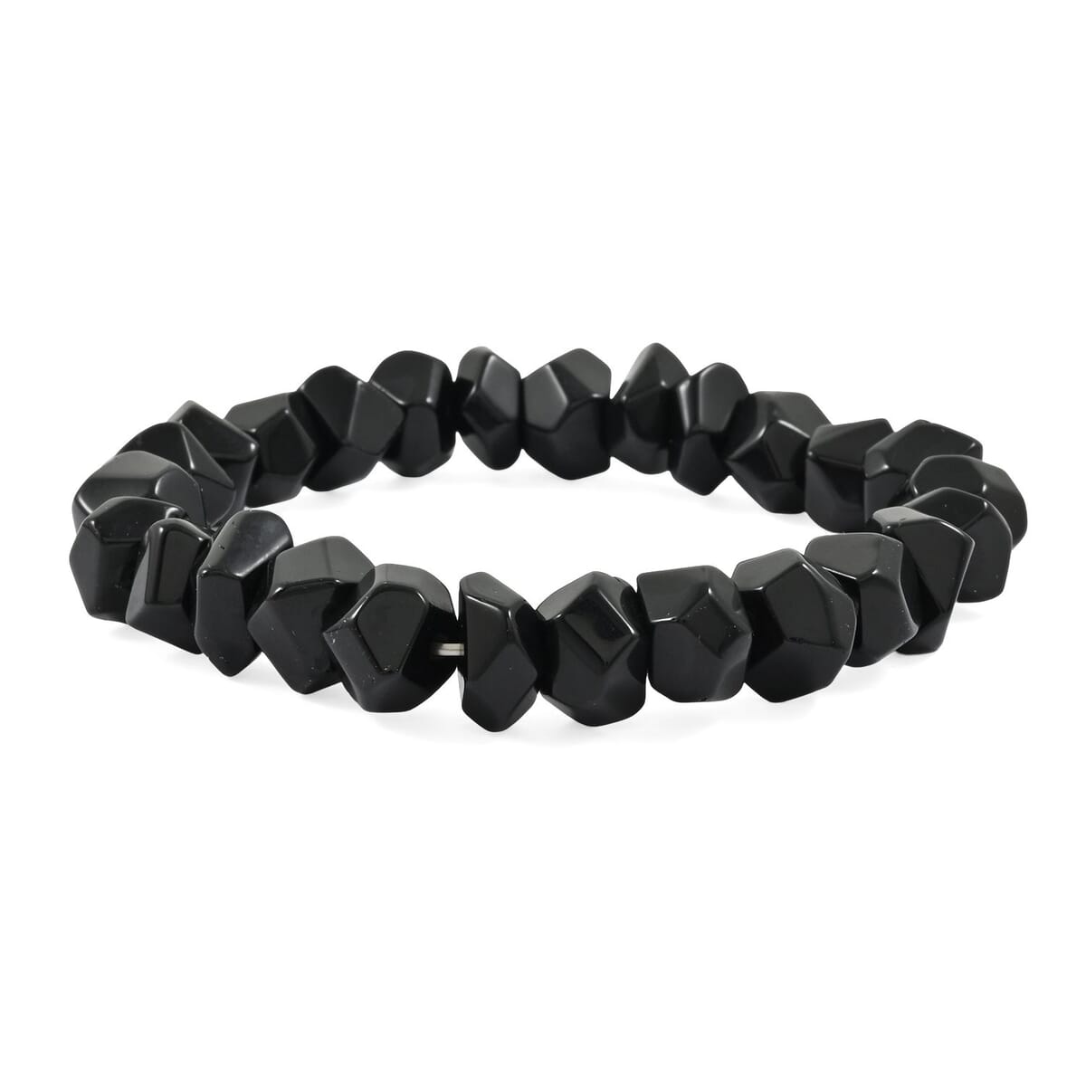 Faceted Freeform Blackstone 146.75 ctw Stretch Bracelet (6-7In) image number 0