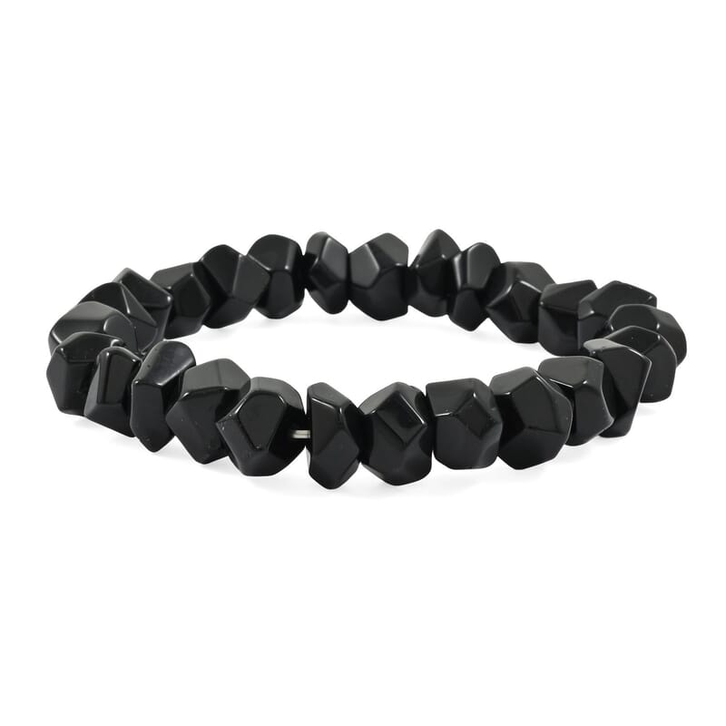 Faceted Freeform Blackstone 146.75 ctw Stretch Bracelet (6-7In)