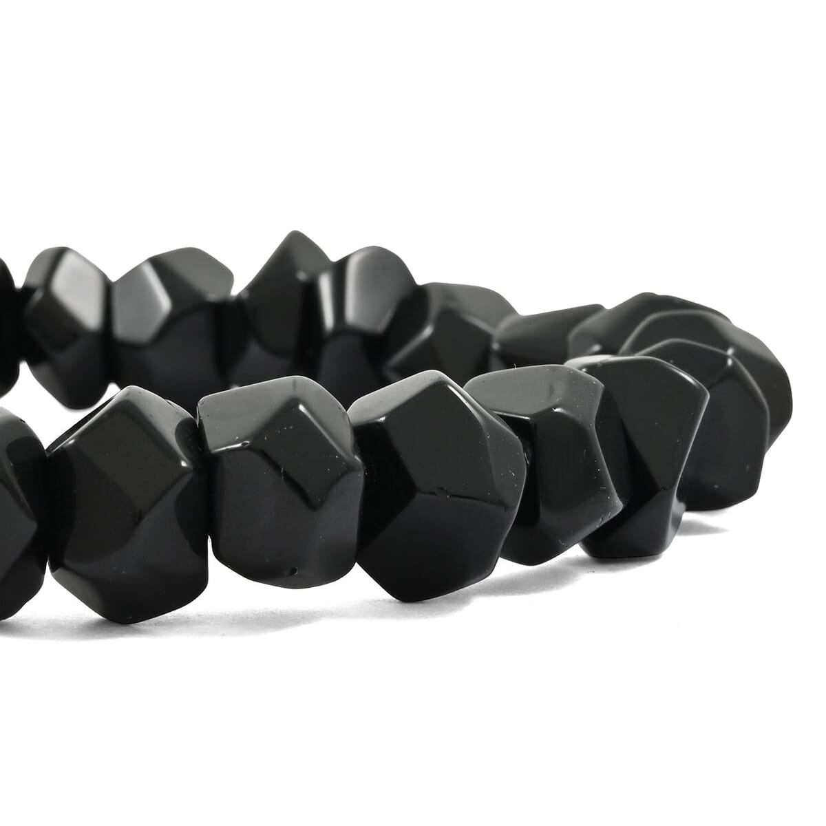 Faceted Freeform Blackstone 146.75 ctw Stretch Bracelet (6-7In) image number 2