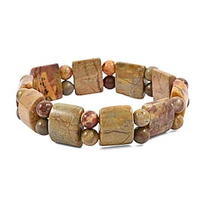 Rainbow Picasso Stone 147.25 ctw Tanker Stretch Bracelet (6-7In)