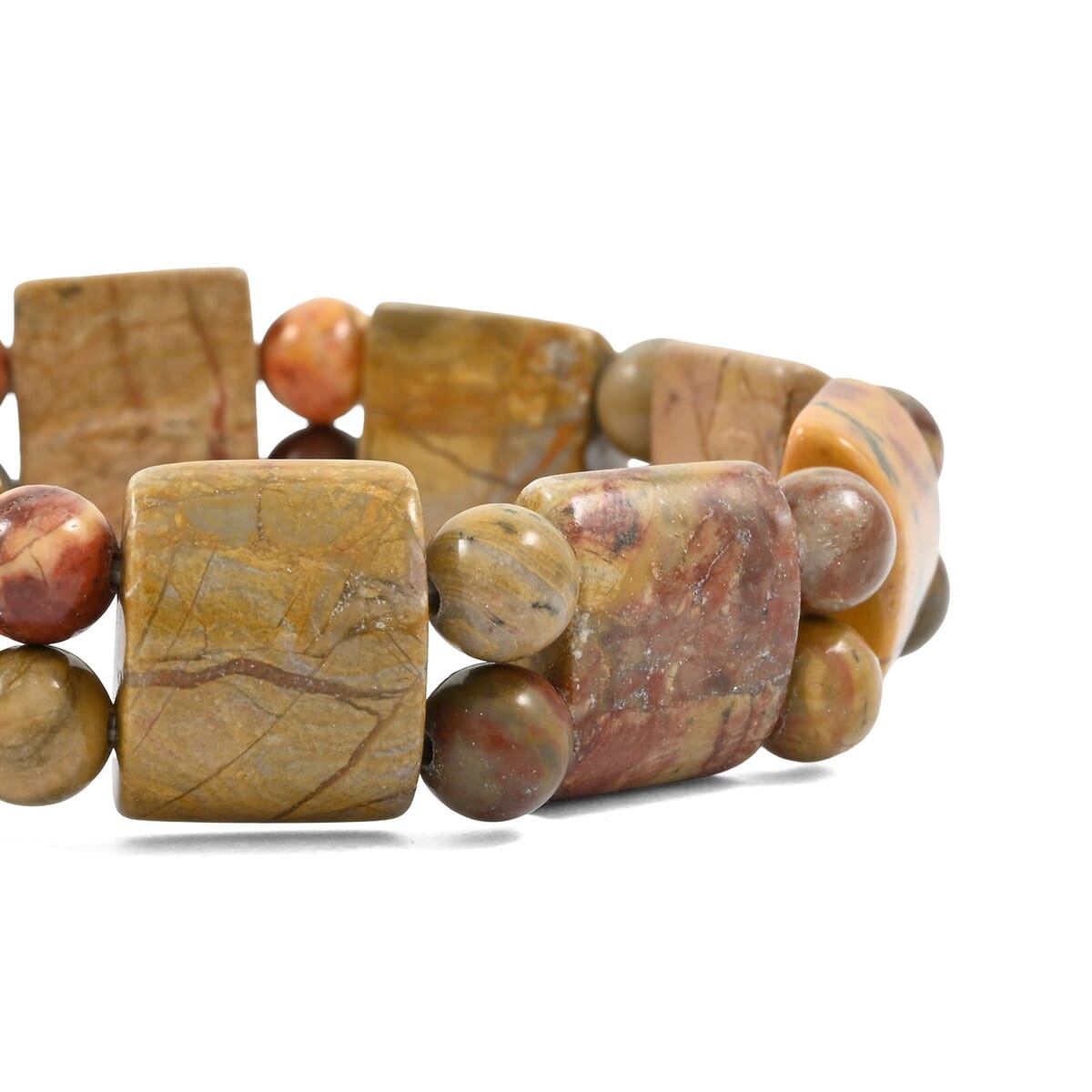 Rainbow Picasso Stone 147.25 ctw Tanker Stretch Bracelet (6-7In) image number 2