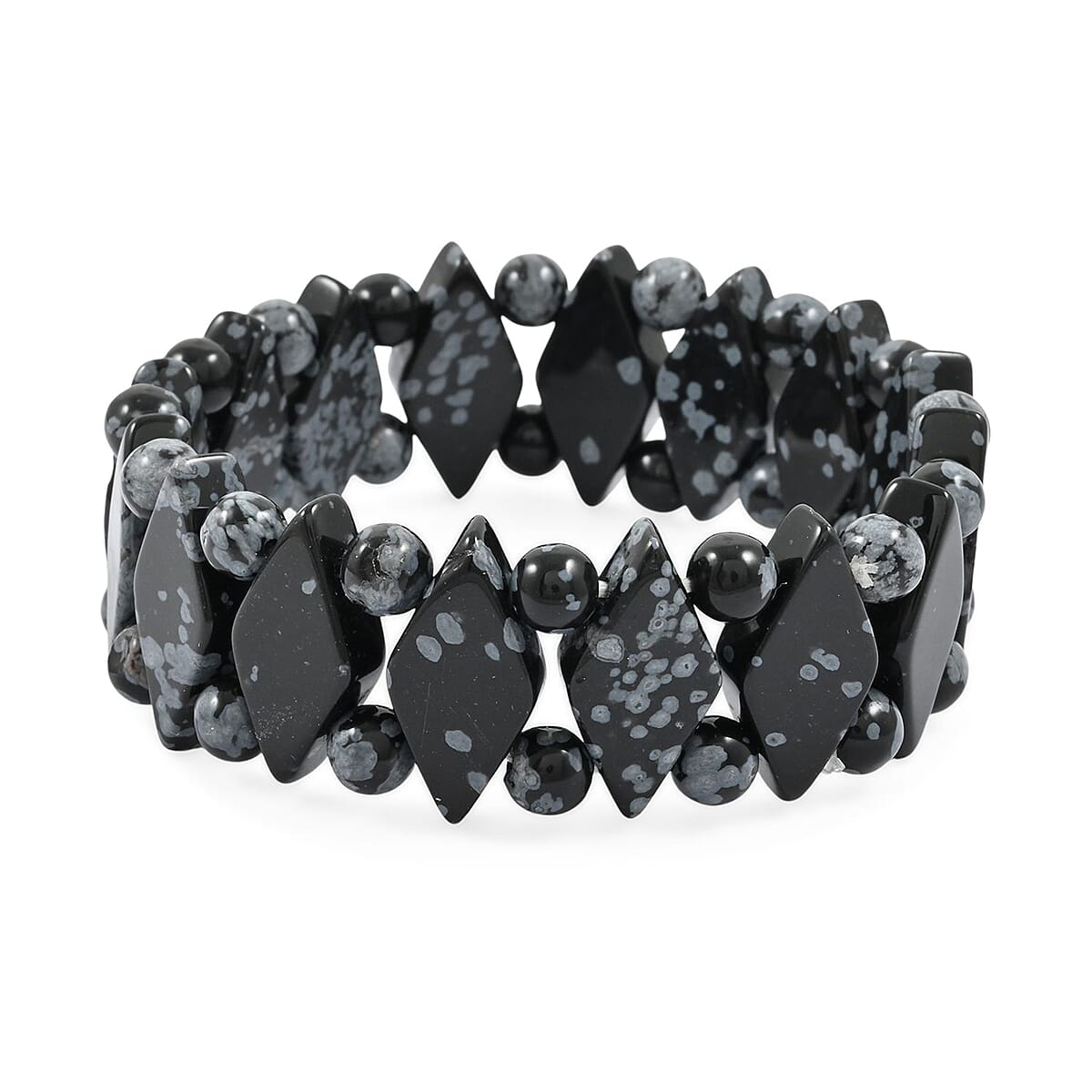 Princess Snowflake Obsidian 133.65 ctw Stretch Bracelet (6-7In) image number 0