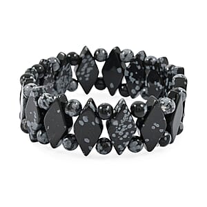 Princess Snowflake Obsidian 133.65 ctw Stretch Bracelet (6-7In)