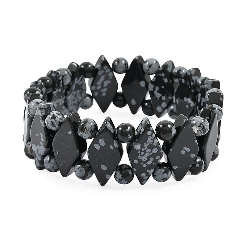 Princess Snowflake Obsidian 133.65 ctw Stretch Bracelet (6-7In)
