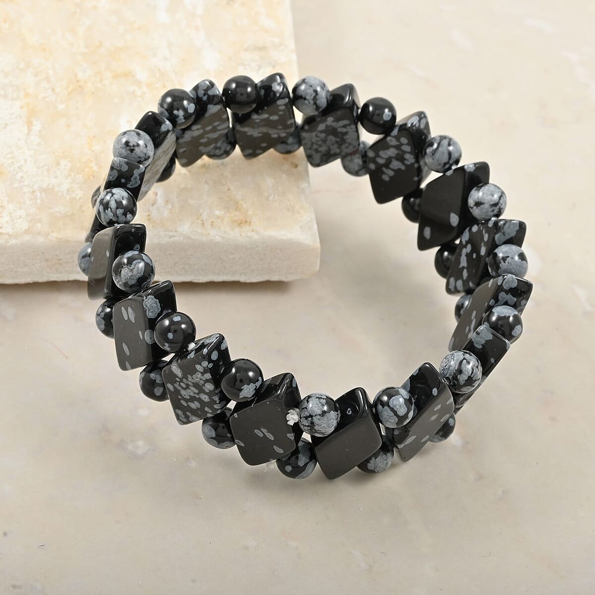 Princess Snowflake Obsidian 133.65 ctw Stretch Bracelet (6-7In) image number 1