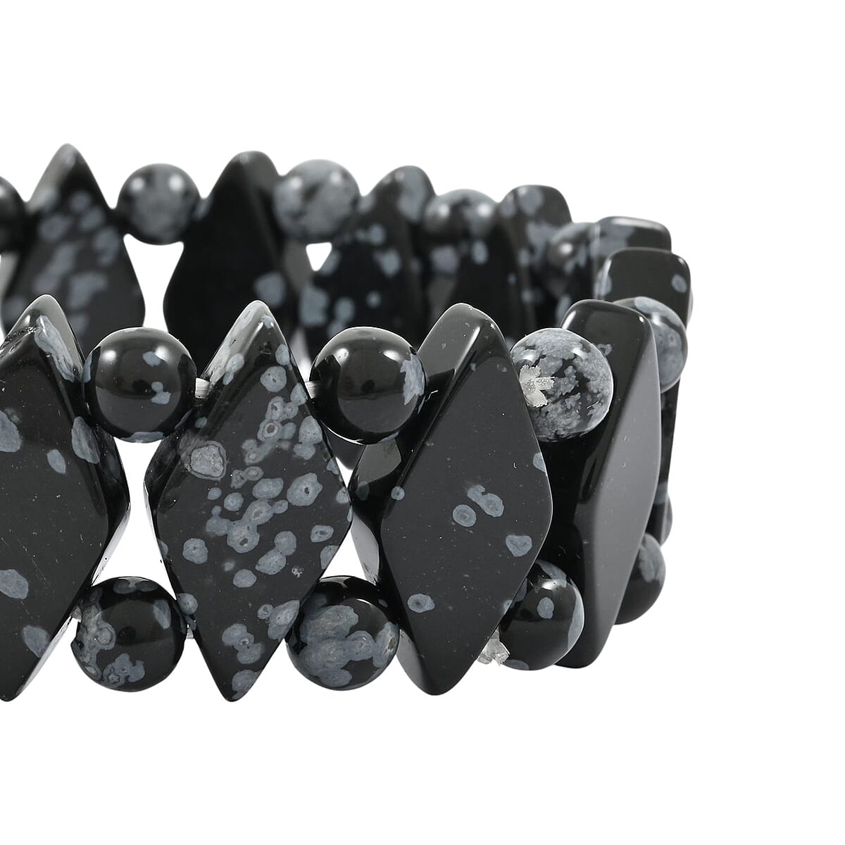 Princess Snowflake Obsidian 133.65 ctw Stretch Bracelet (6-7In) image number 2
