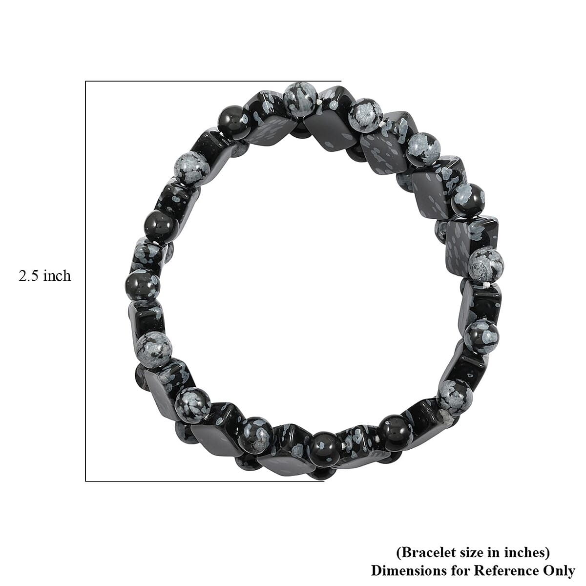 Princess Snowflake Obsidian 133.65 ctw Stretch Bracelet (6-7In) image number 3
