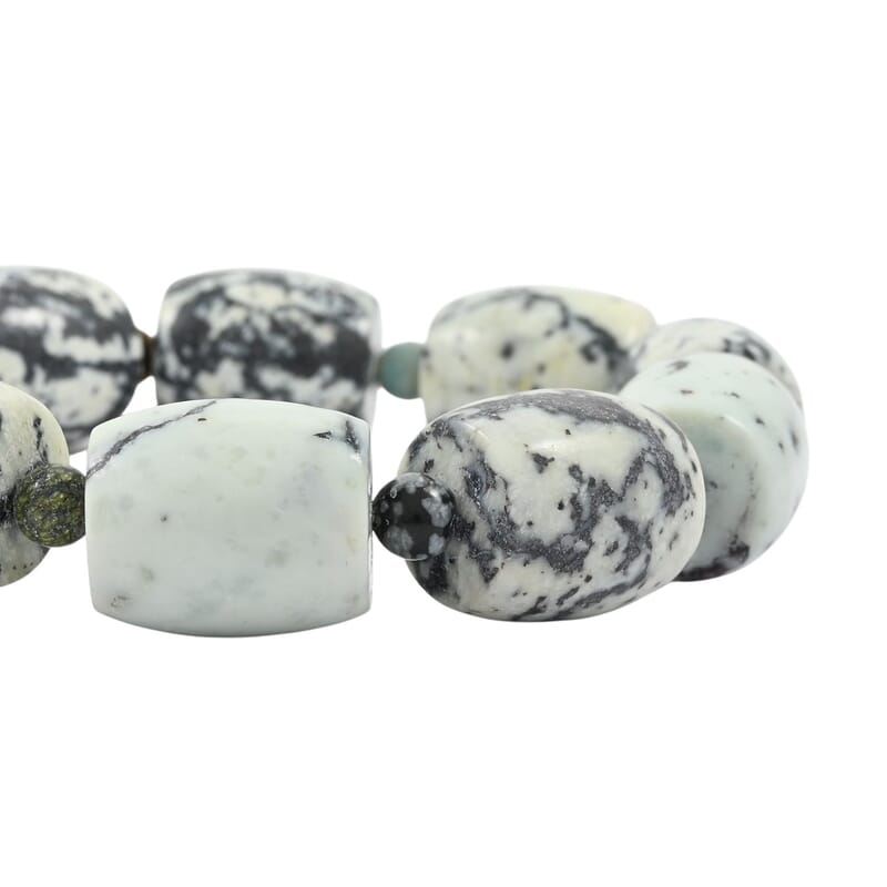 Constituted Howlite and Multi Gemstone 188.10 ctw Barrel Beaded Stretch Bracelet