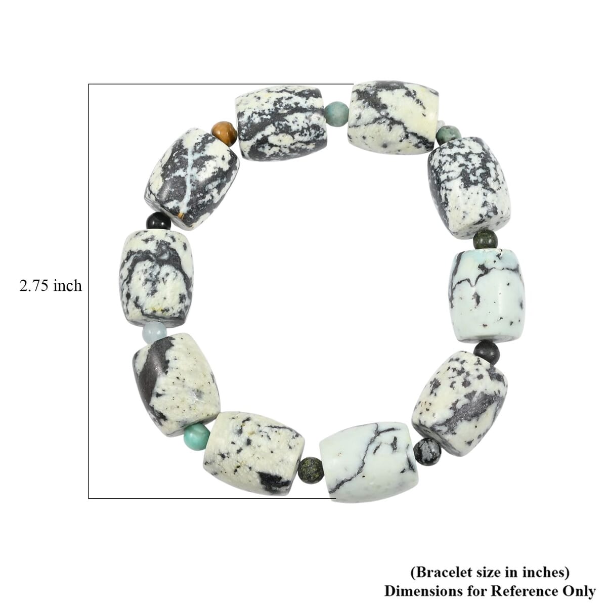 Howlite and Multi Gemstone 188.10 ctw Barrel Beaded Stretch Bracelet image number 3
