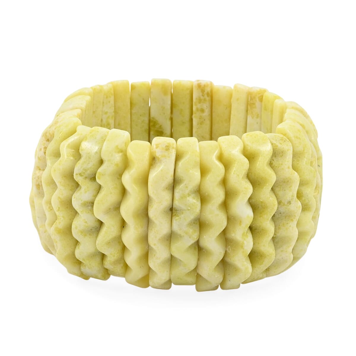 Carved Pineapple Jasper 569.30 ctw Wavy Stretch Bracelet image number 0