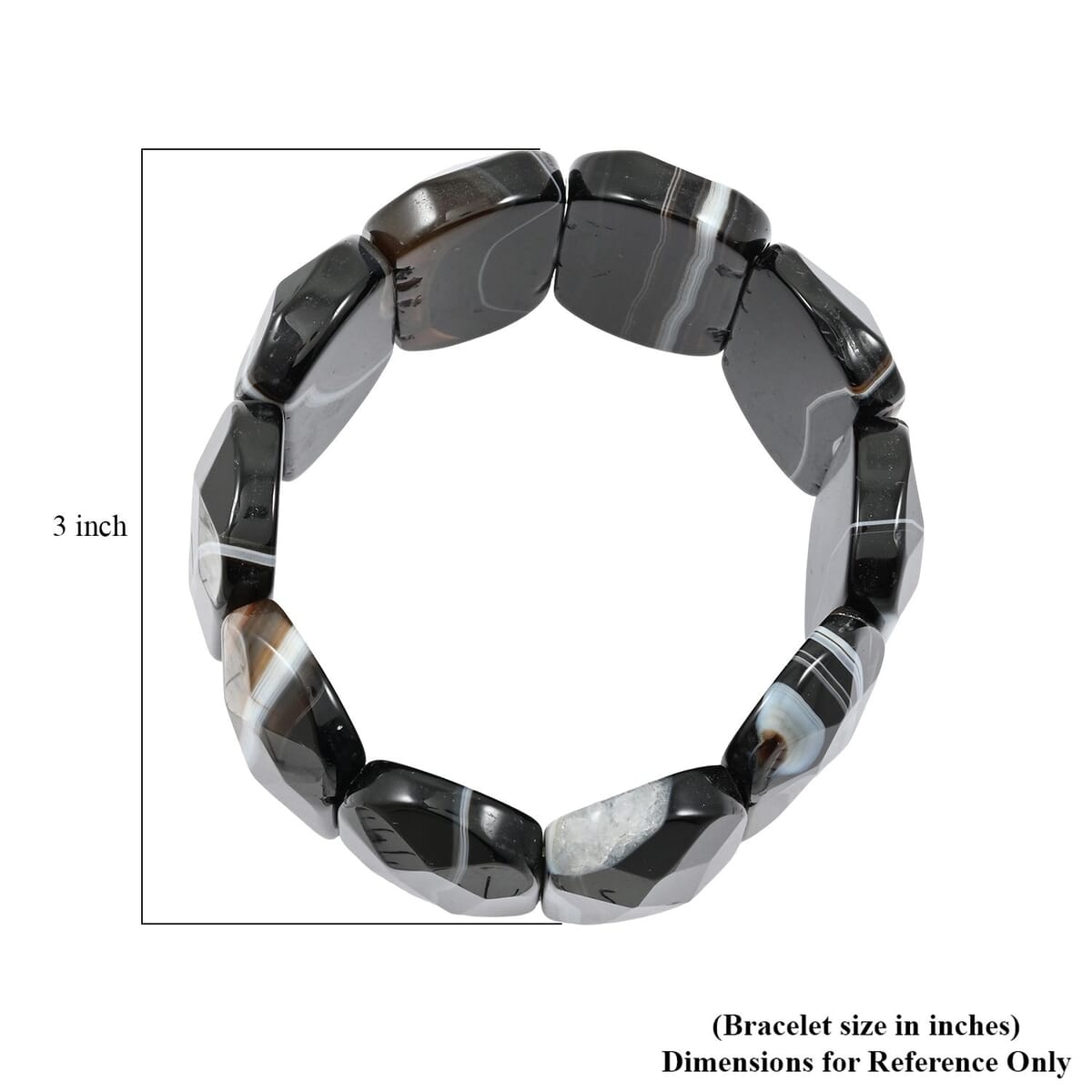 Faceted Oval Brazilian Black Agate 602.65 ctw Stretch Bracelet image number 3