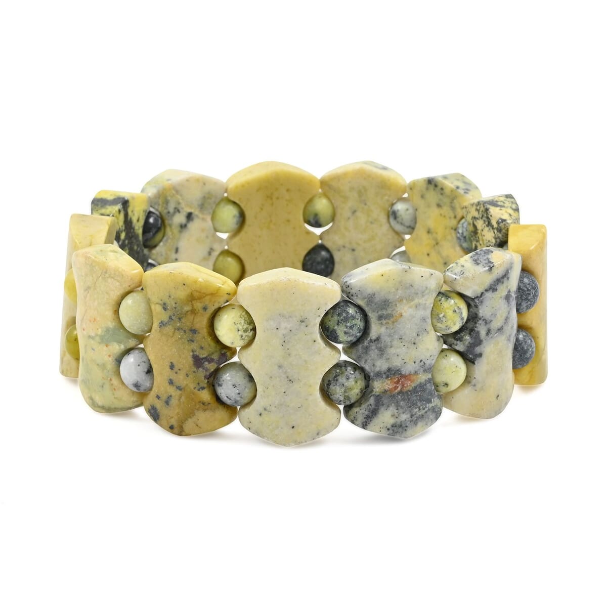 Yellow Turquoise 262.05 ctw Fancy Shape Stretch Bracelet image number 0