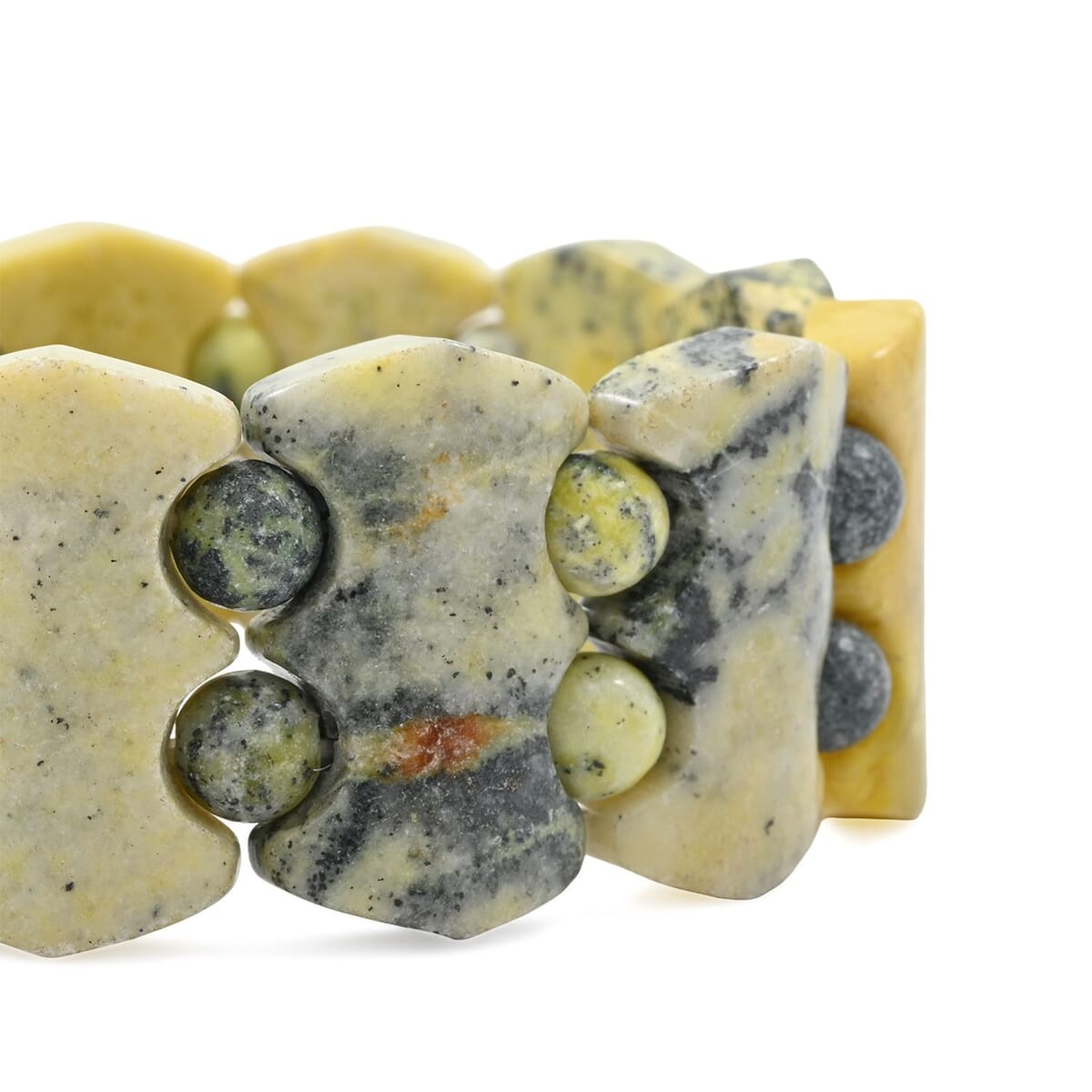 Yellow Turquoise 262.05 ctw Fancy Shape Stretch Bracelet image number 2