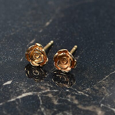 D'Joy in 18K Vermeil Yellow Gold Over Sterling Silver Floral Earrings 1.38 Grams