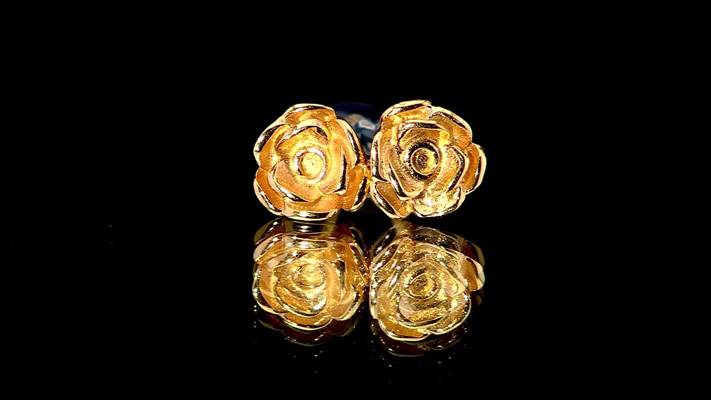 D'Joy in 18K Vermeil Yellow Gold Over Sterling Silver Floral Earrings 1.38 Grams