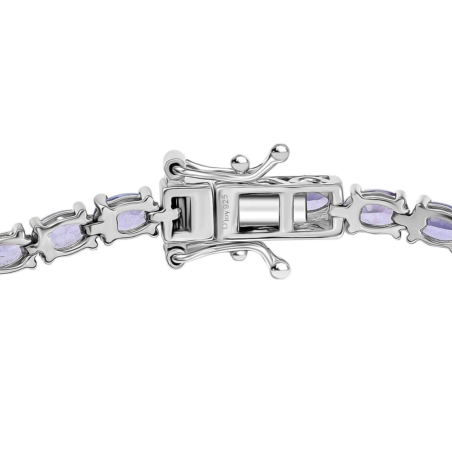 Tanzanite and White Diamond 8.08 ctw Bracelet in Rhodium Over Sterling Silver (8 In) (8.95 g)